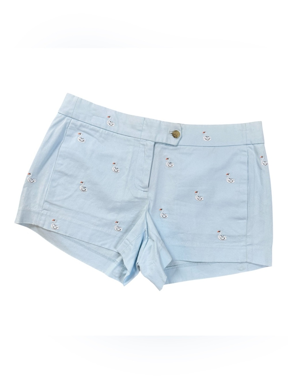 J. Crew Light Blue Chino Shorts Embroidered Swan